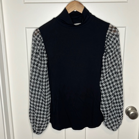 Anthropology size small mock turtleneck with shear sleeves - Picture 1 of 6